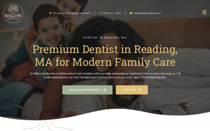 Willow Dental: the website Dental Space built, Reading, MA